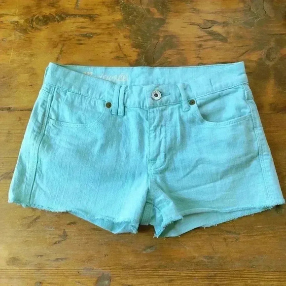 Madewell Pants - Madewell Aqua Turquoise Cutoff Shorts Size 24